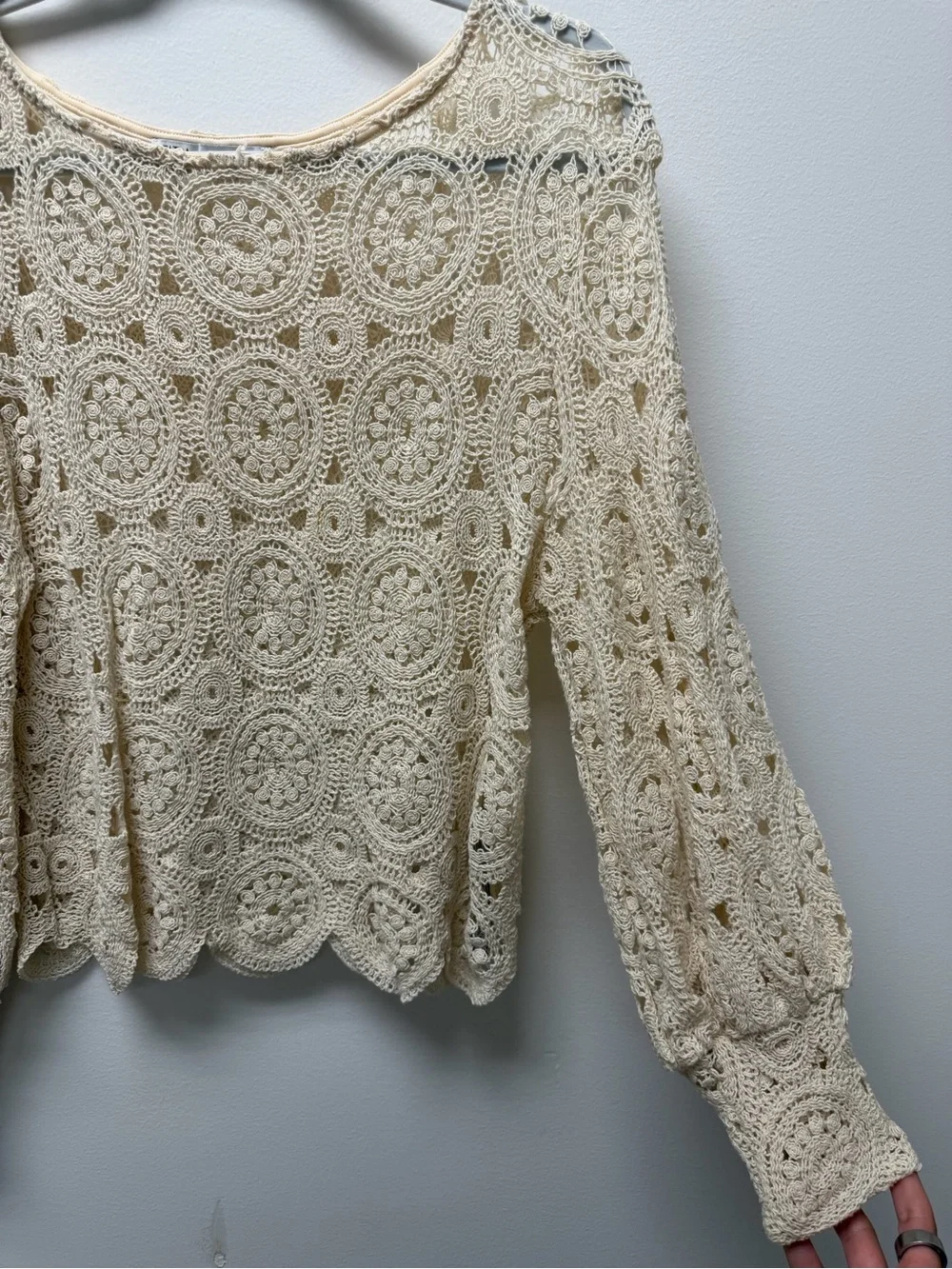 Zara Crochet Lace Blouse - Cream
